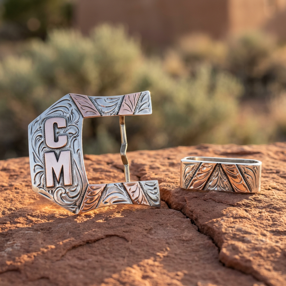 CM Silver Copper Buckle Set
