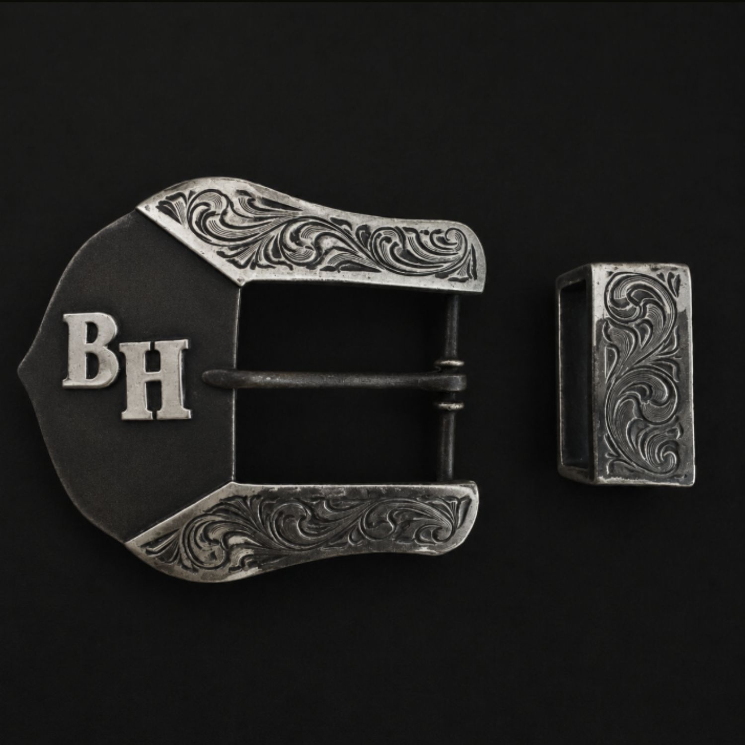 BH Black Silver Buckle Set